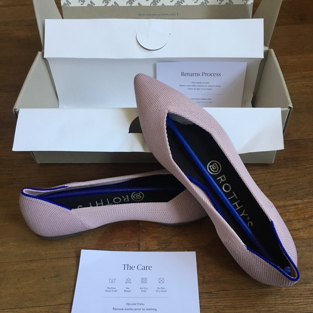 Rothy’s Pointed Toe Flats in Petal Pink